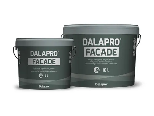 Dalapro Facade – grå spartelmasse til udendørsbrug, til mindre reparationer på mineralske underlag